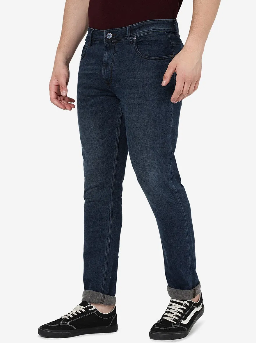 Dark Indigo Striped Straight Fit Jeans | JadeBlue