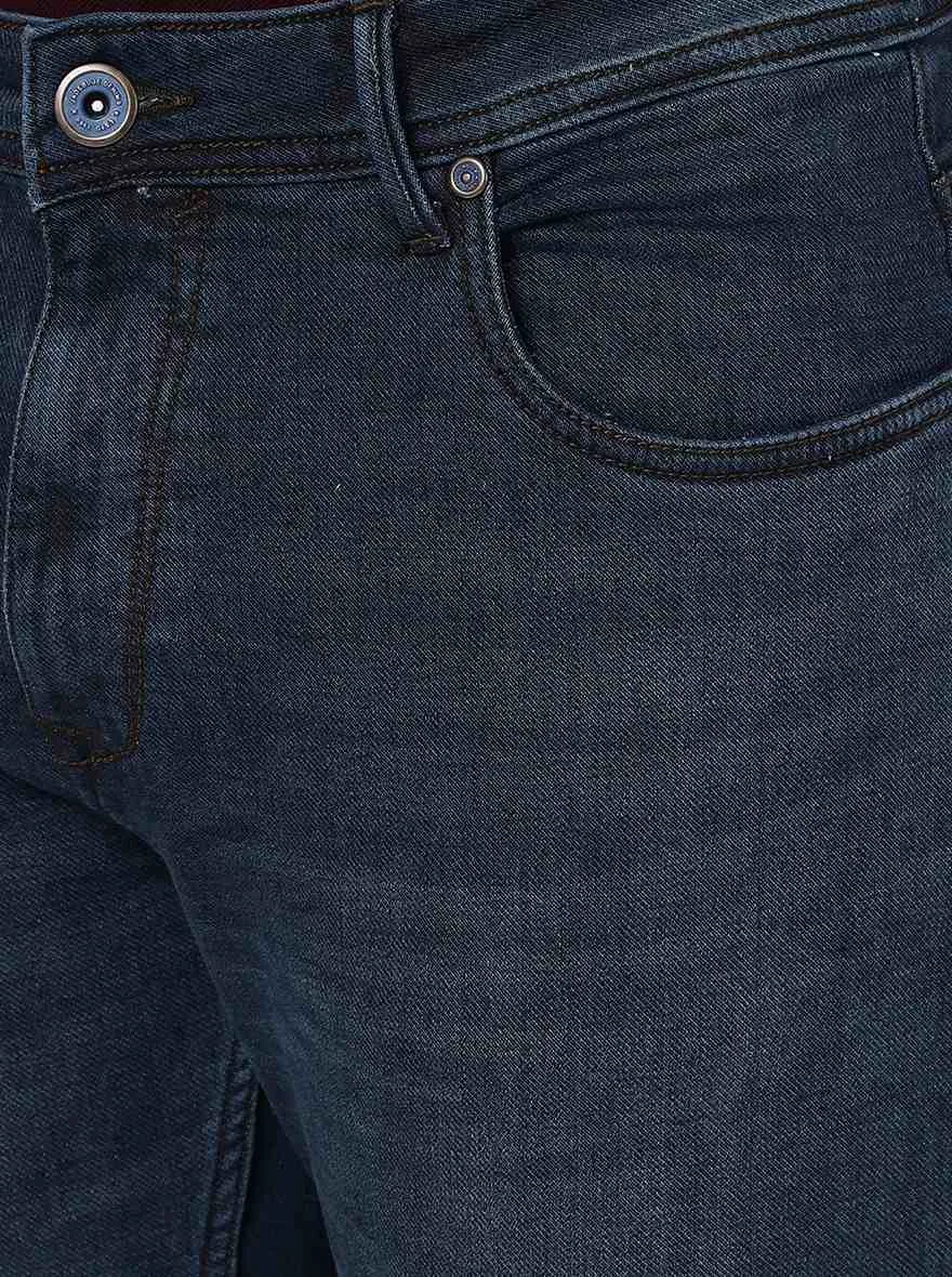 Dark Indigo Striped Straight Fit Jeans | JadeBlue