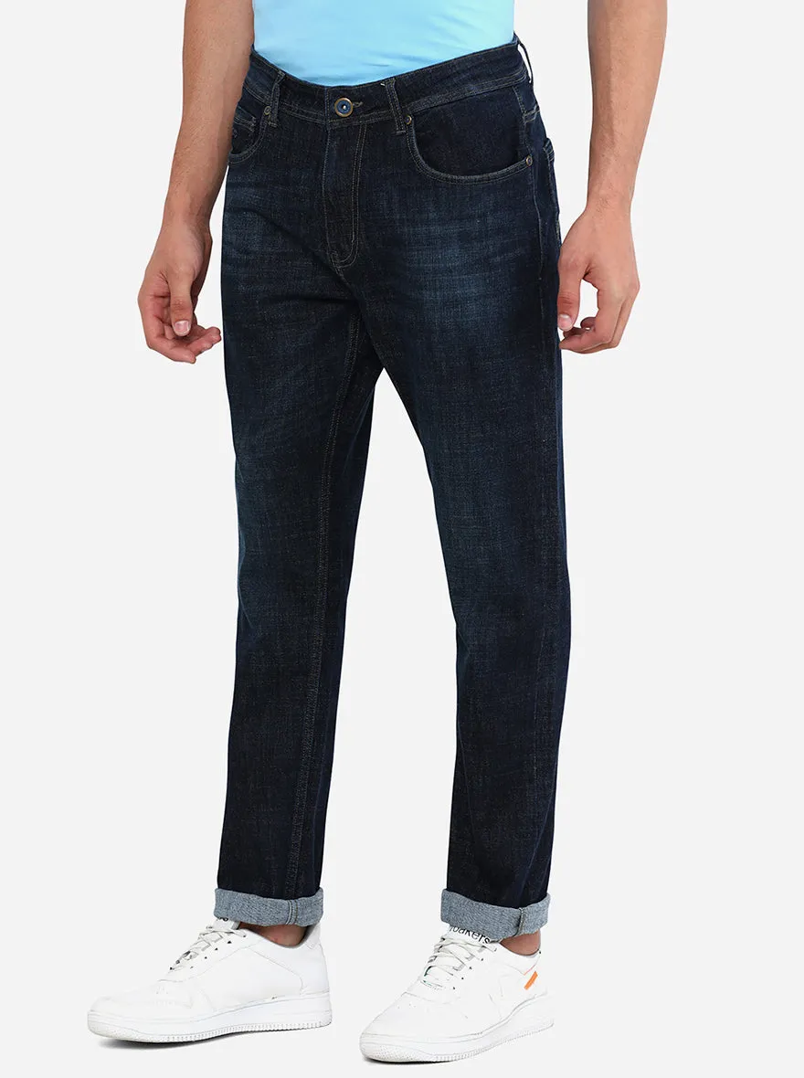 Deep Blue Washed Straight Fit Jeans | JadeBlue