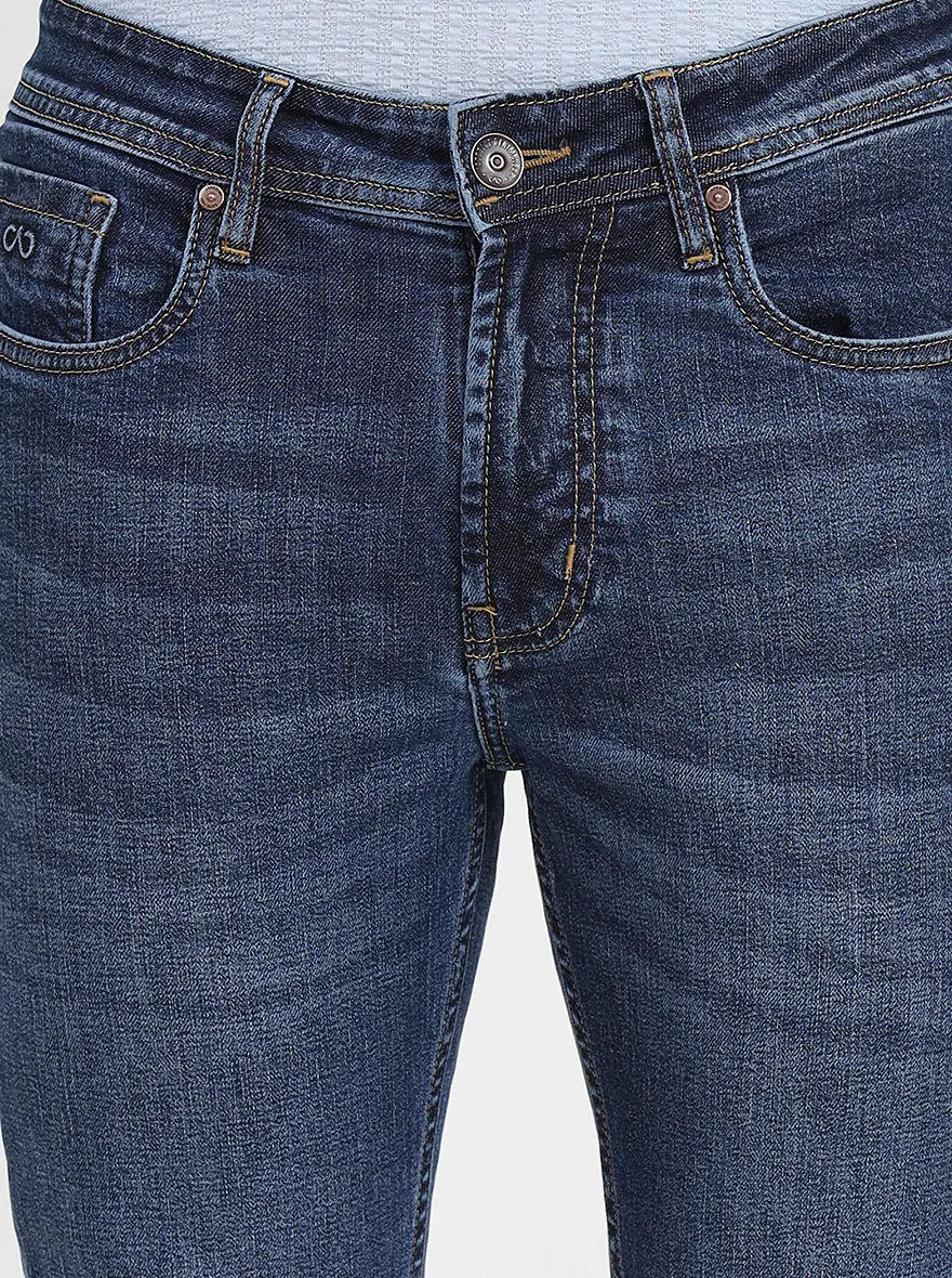 Denim Blue Washed Slim Fit Jeans | JadeBlue