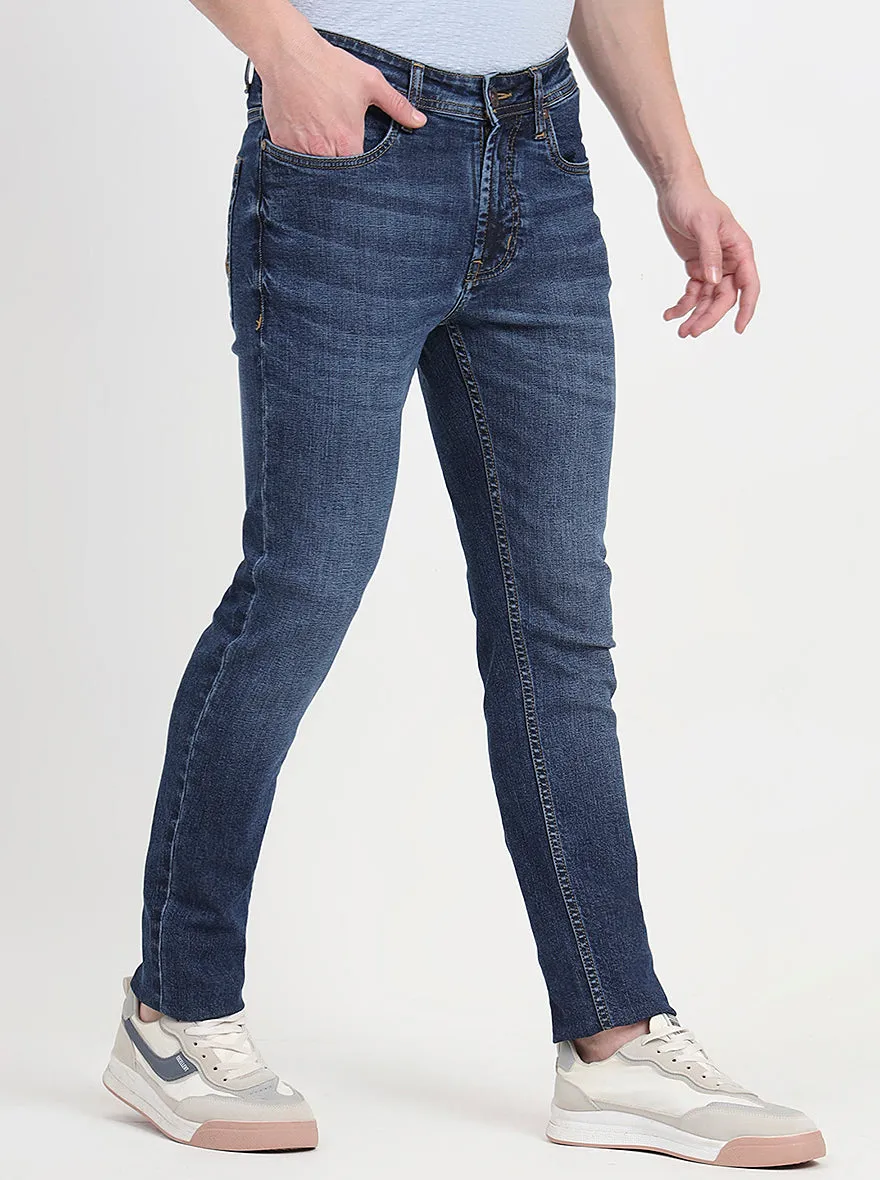 Denim Blue Washed Slim Fit Jeans | JadeBlue