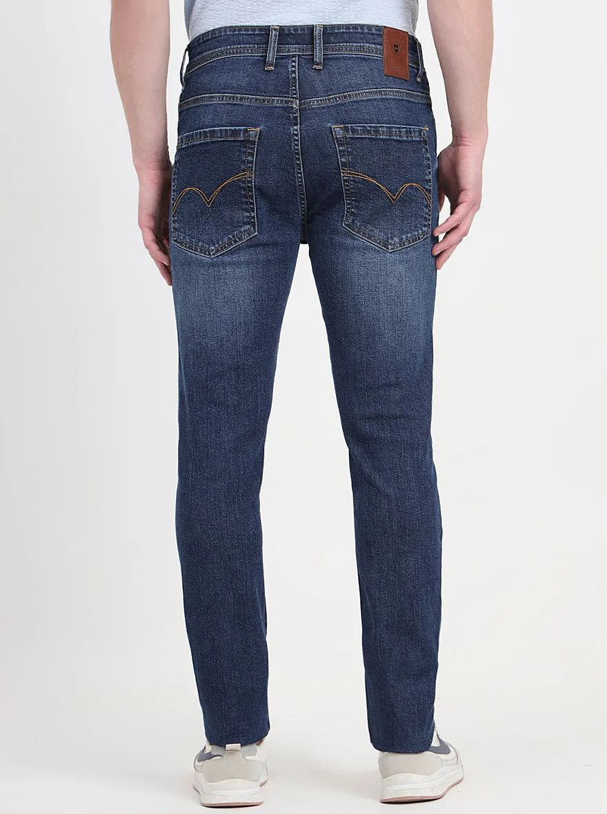 Denim Blue Washed Slim Fit Jeans | JadeBlue