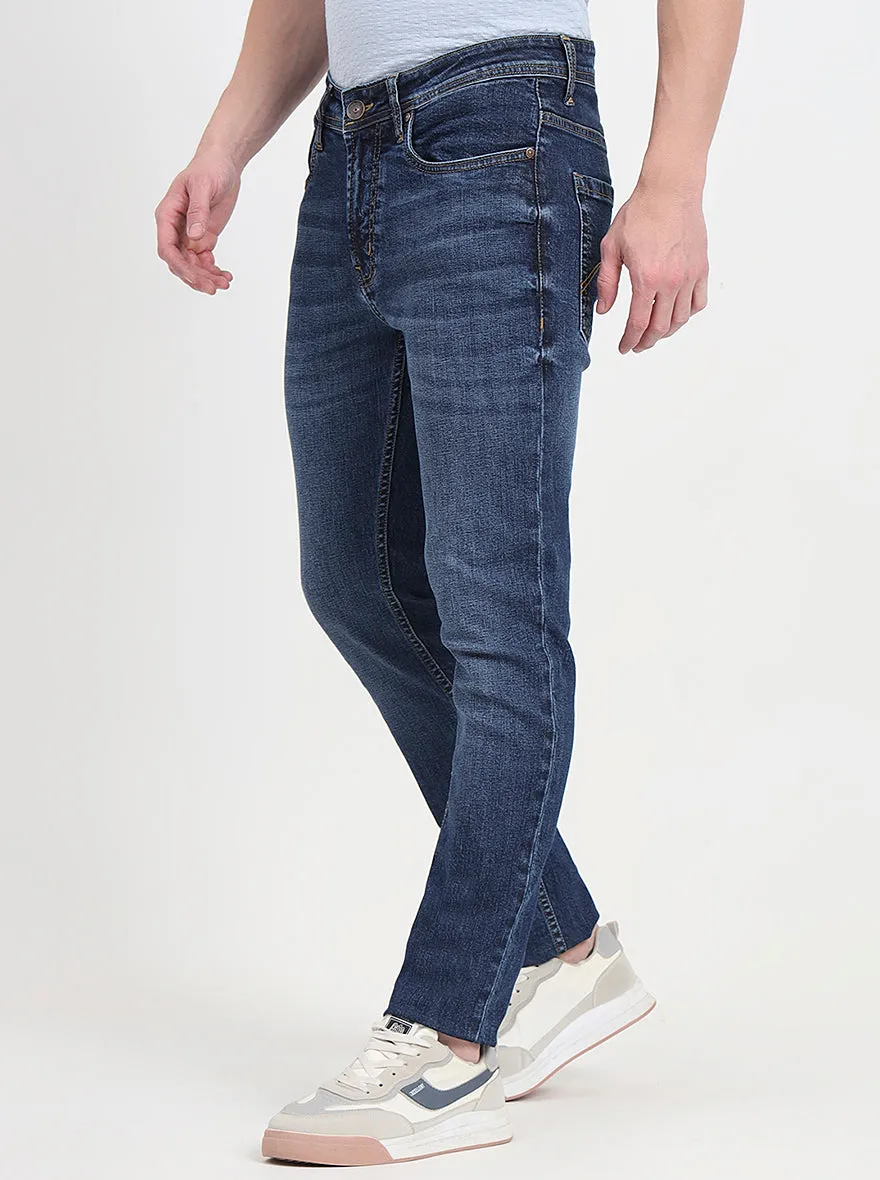 Denim Blue Washed Slim Fit Jeans | JadeBlue