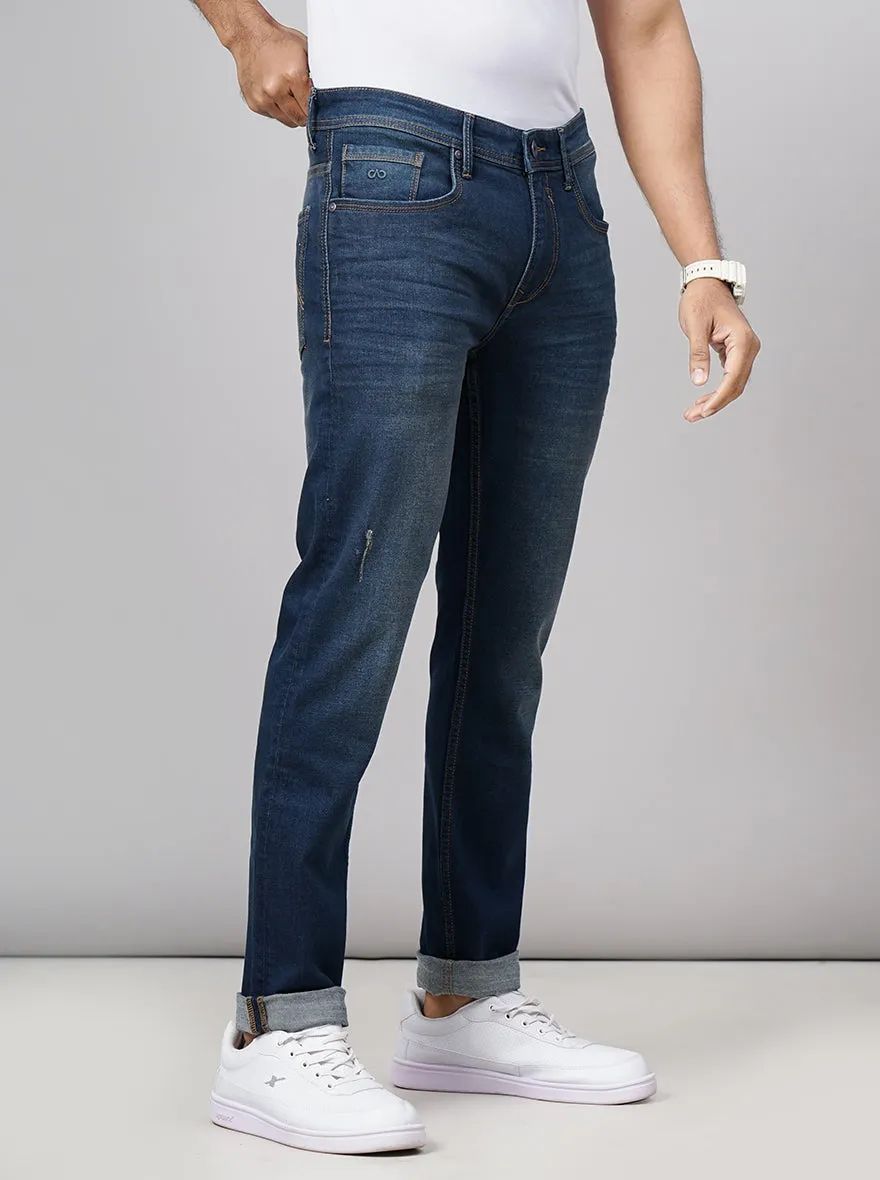 Denim Blue Washed Slim Fit Jeans | JadeBlue