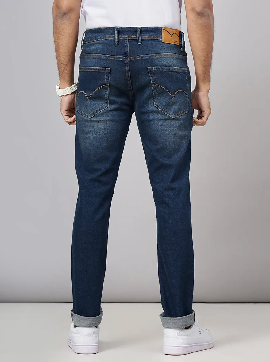 Denim Blue Washed Slim Fit Jeans | JadeBlue