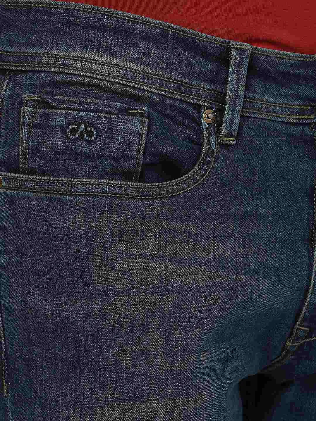 Denim Blue Washed Straight Fit Jeans | JadeBlue