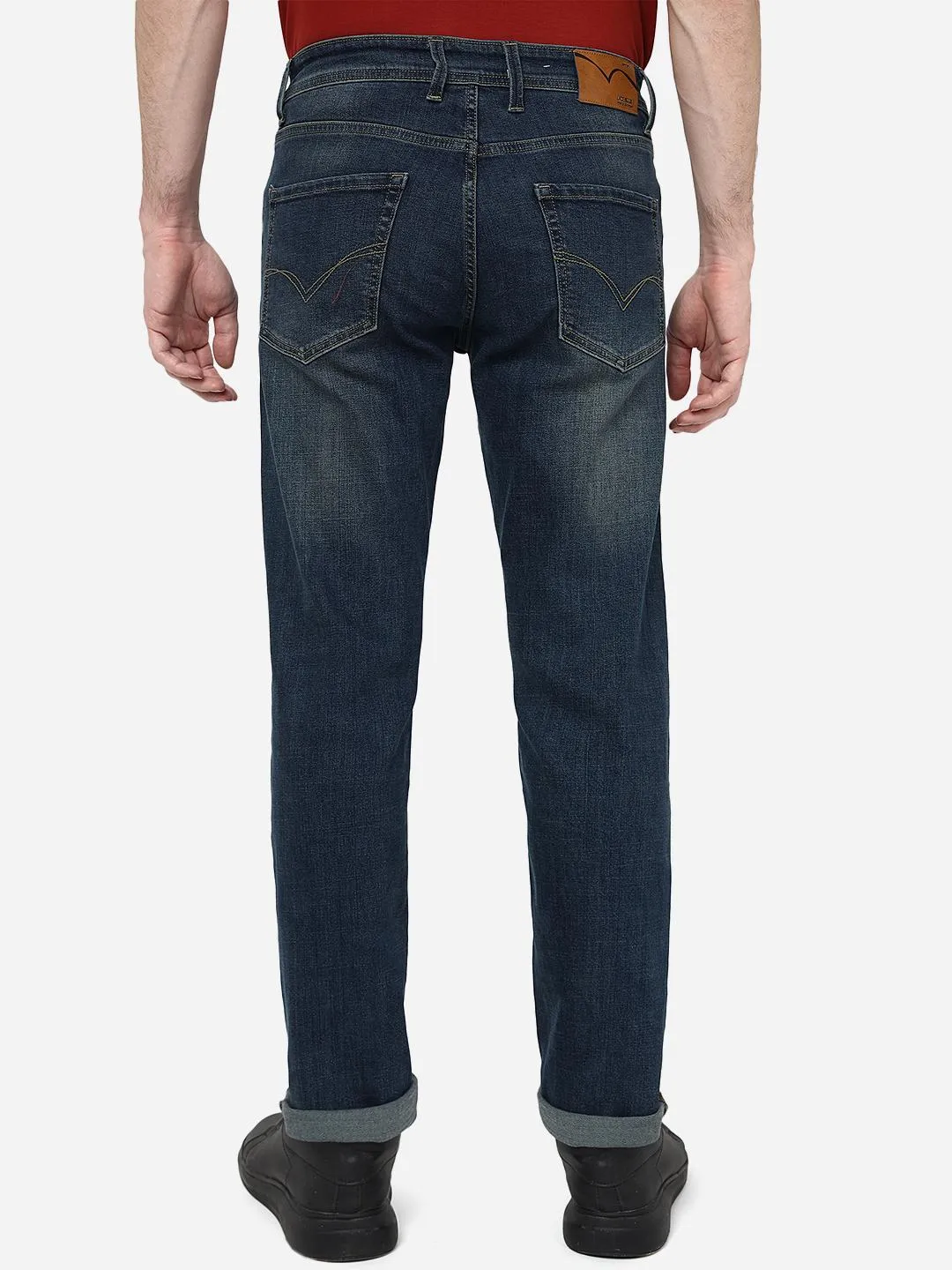 Denim Blue Washed Straight Fit Jeans | JadeBlue