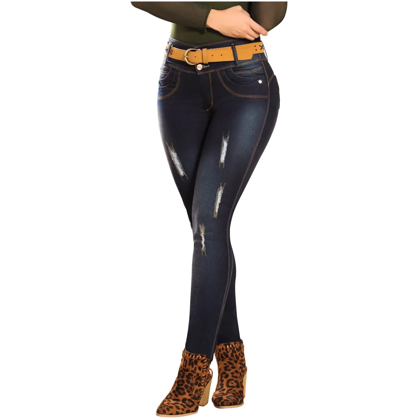 DRAXY 1344 Colombian Mid Rise Skinny Jeans