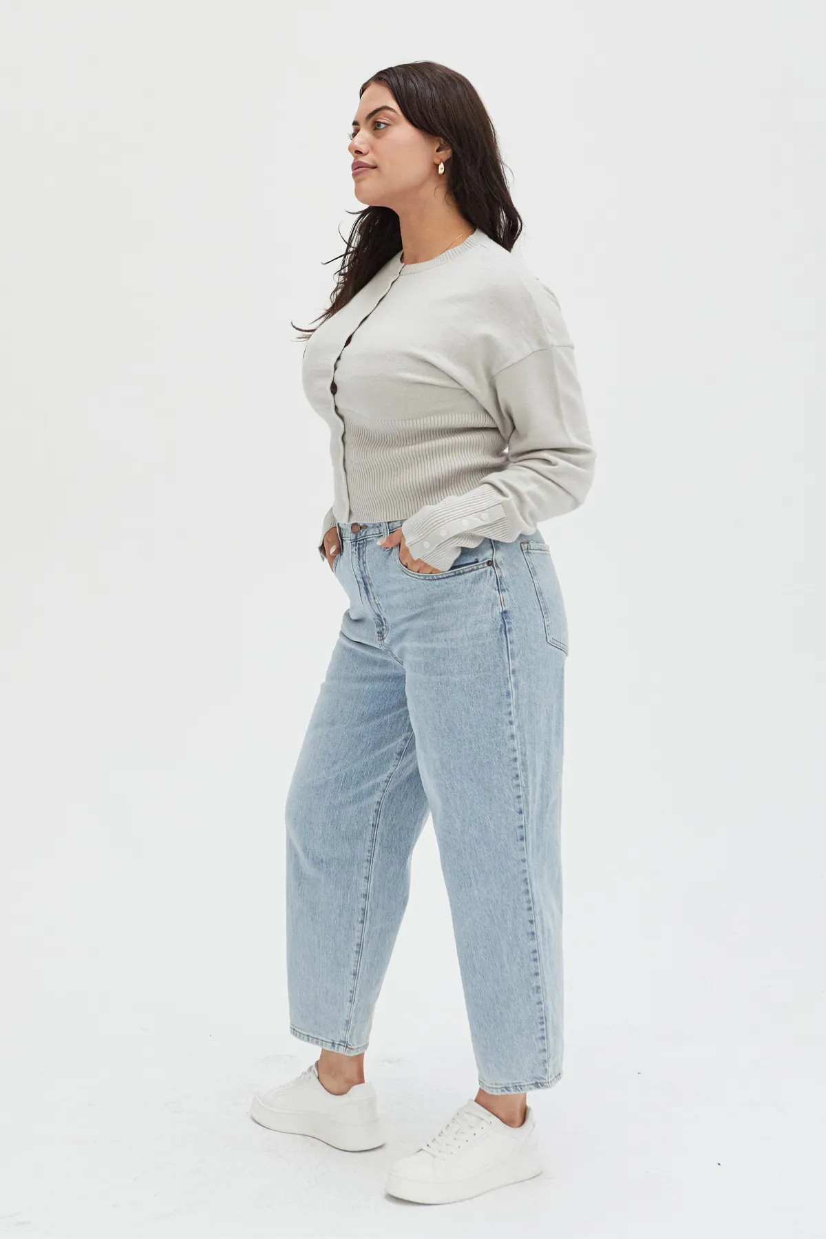 Harlow Barrel Leg High Rise Light Indigo Worn