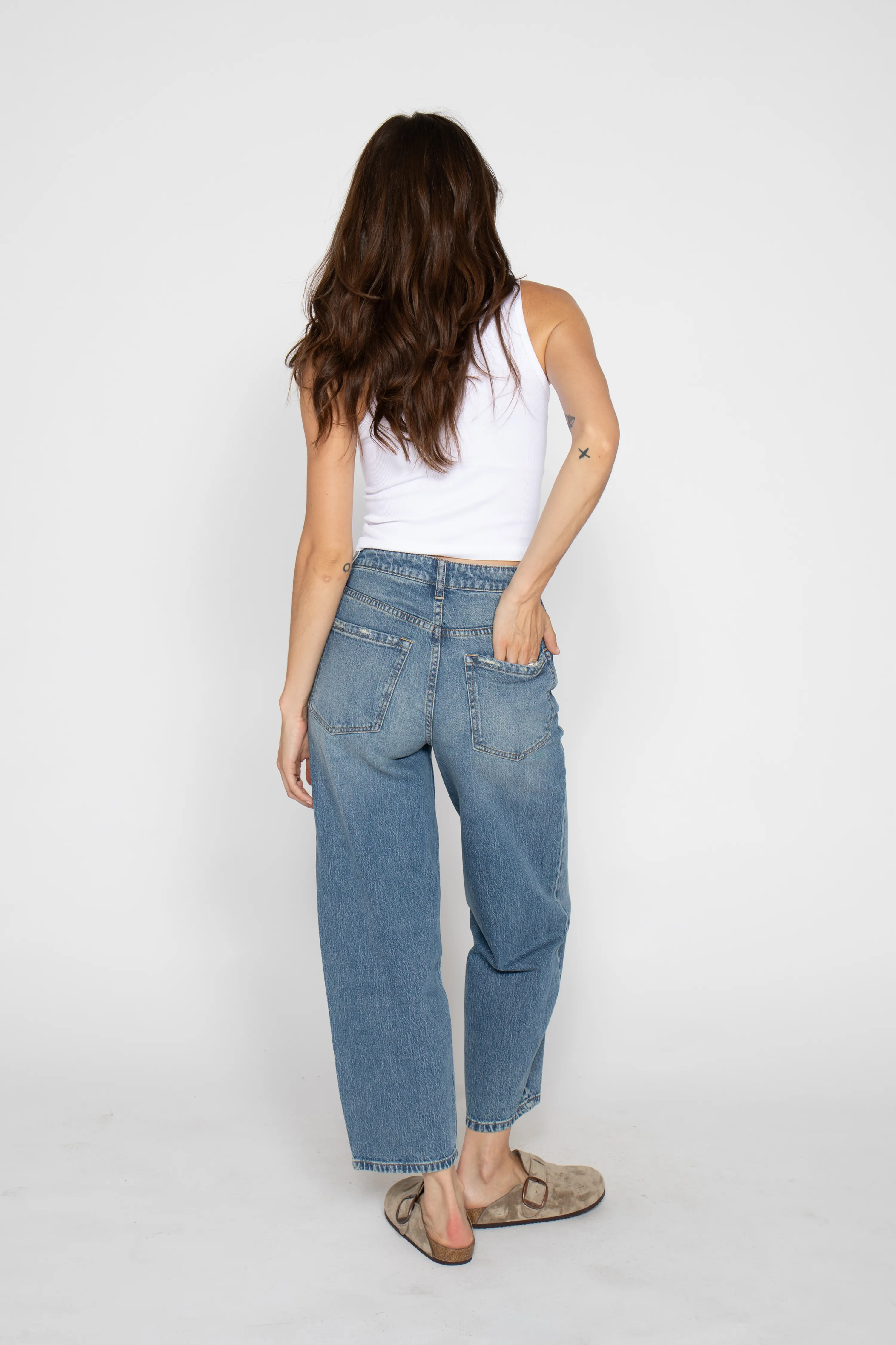 Harlow Barrel Leg High Rise Vintage Denim Indigo