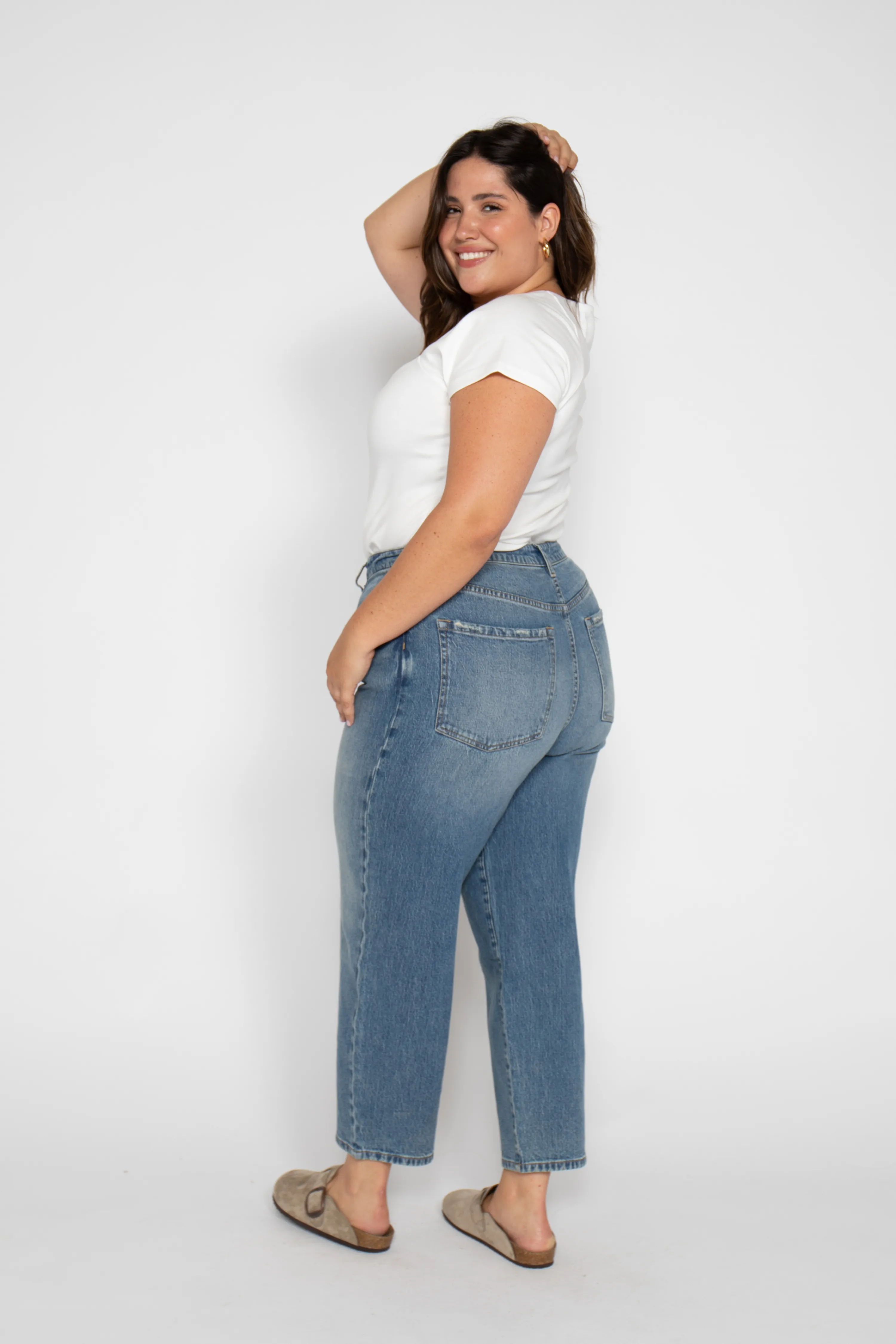 Harlow Barrel Leg High Rise Vintage Denim Indigo