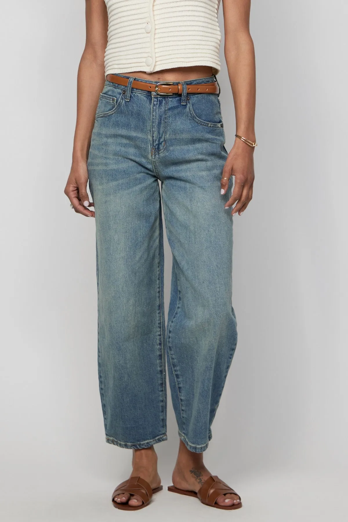 Harlow Barrel Leg High Rise Vintage Denim Indigo