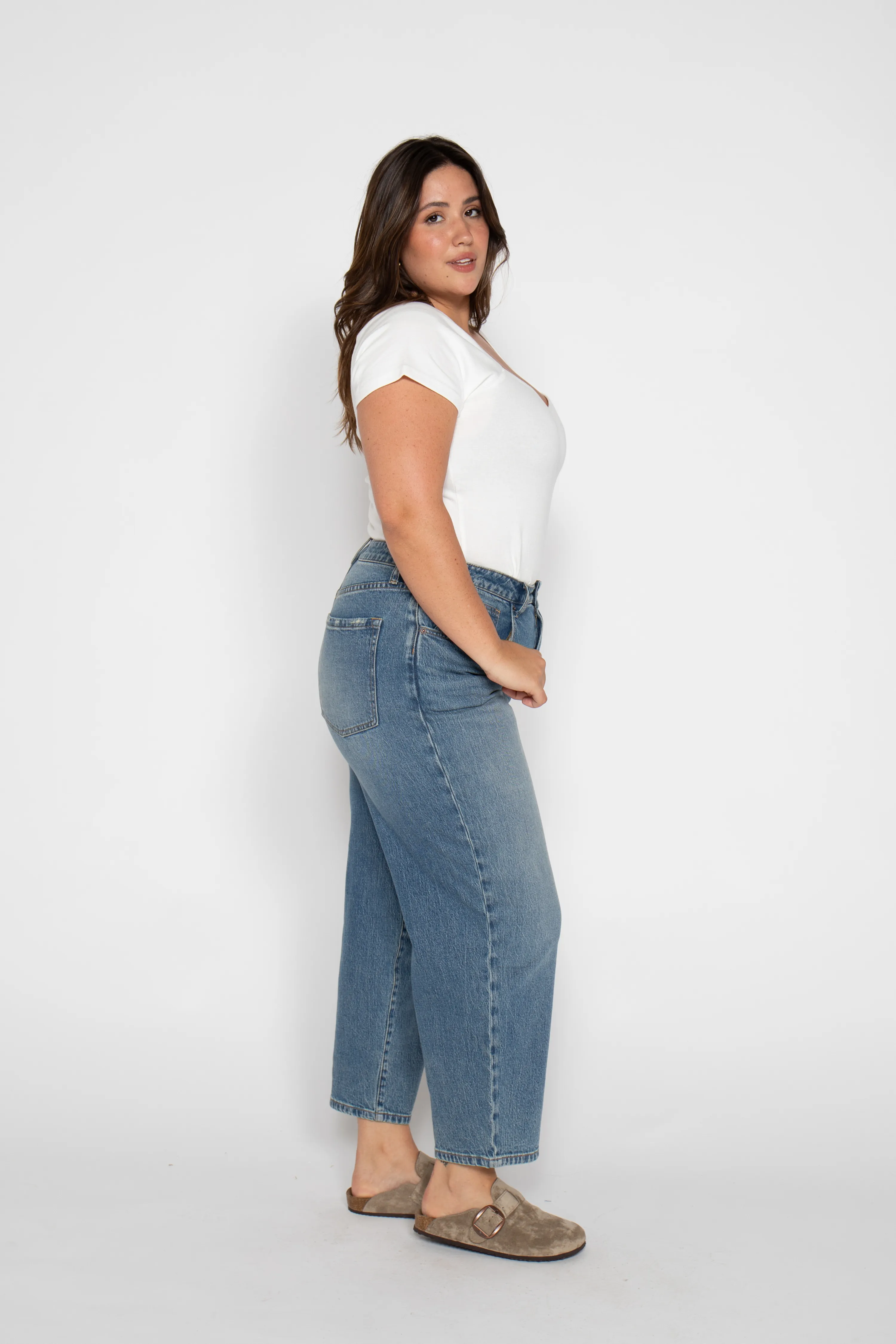 Harlow Barrel Leg High Rise Vintage Denim Indigo