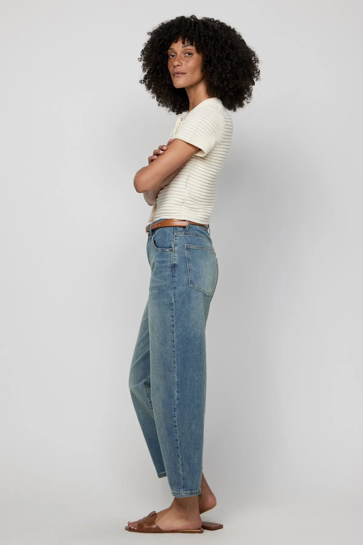 Harlow Barrel Leg High Rise Vintage Denim Indigo