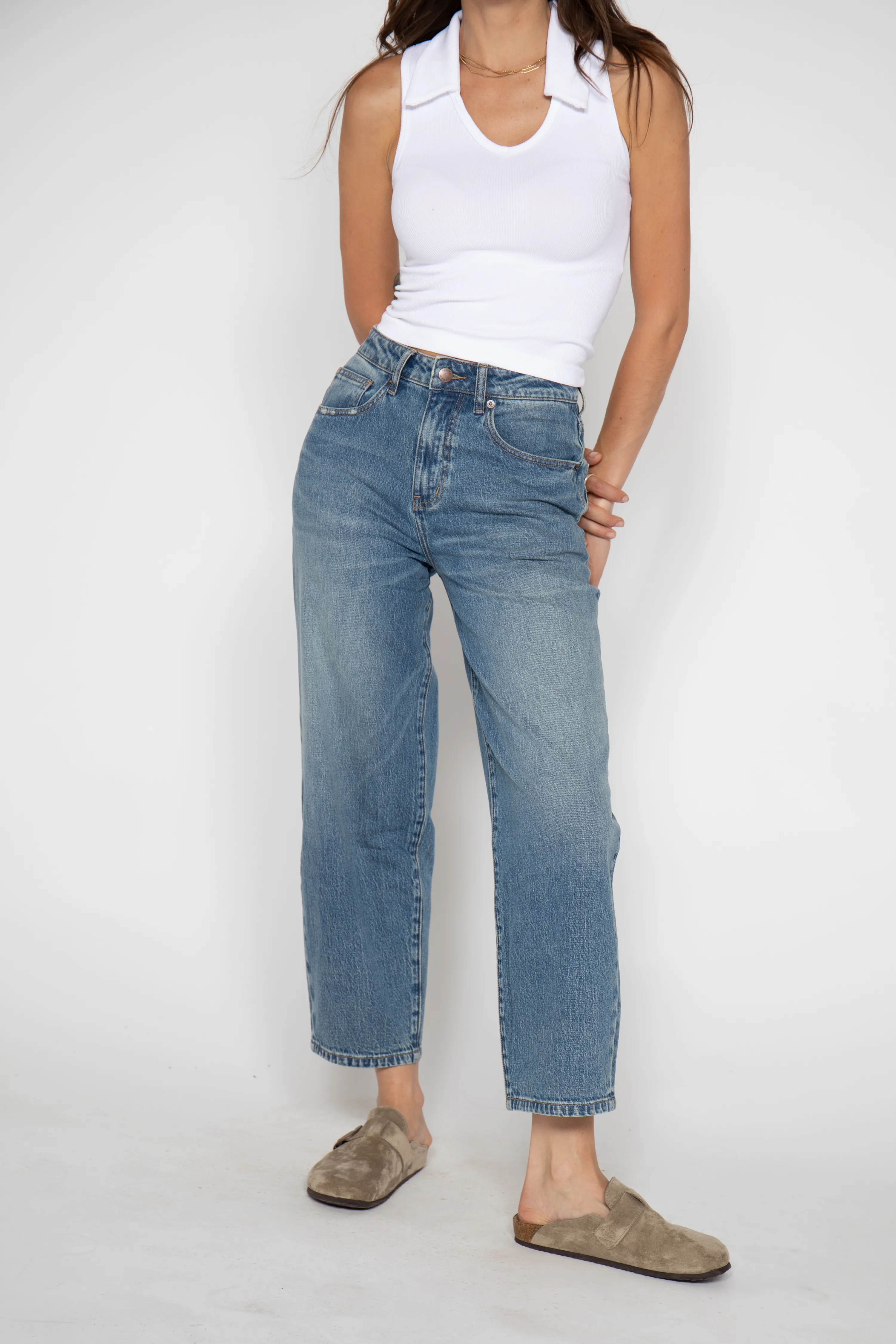 Harlow Barrel Leg High Rise Vintage Denim Indigo