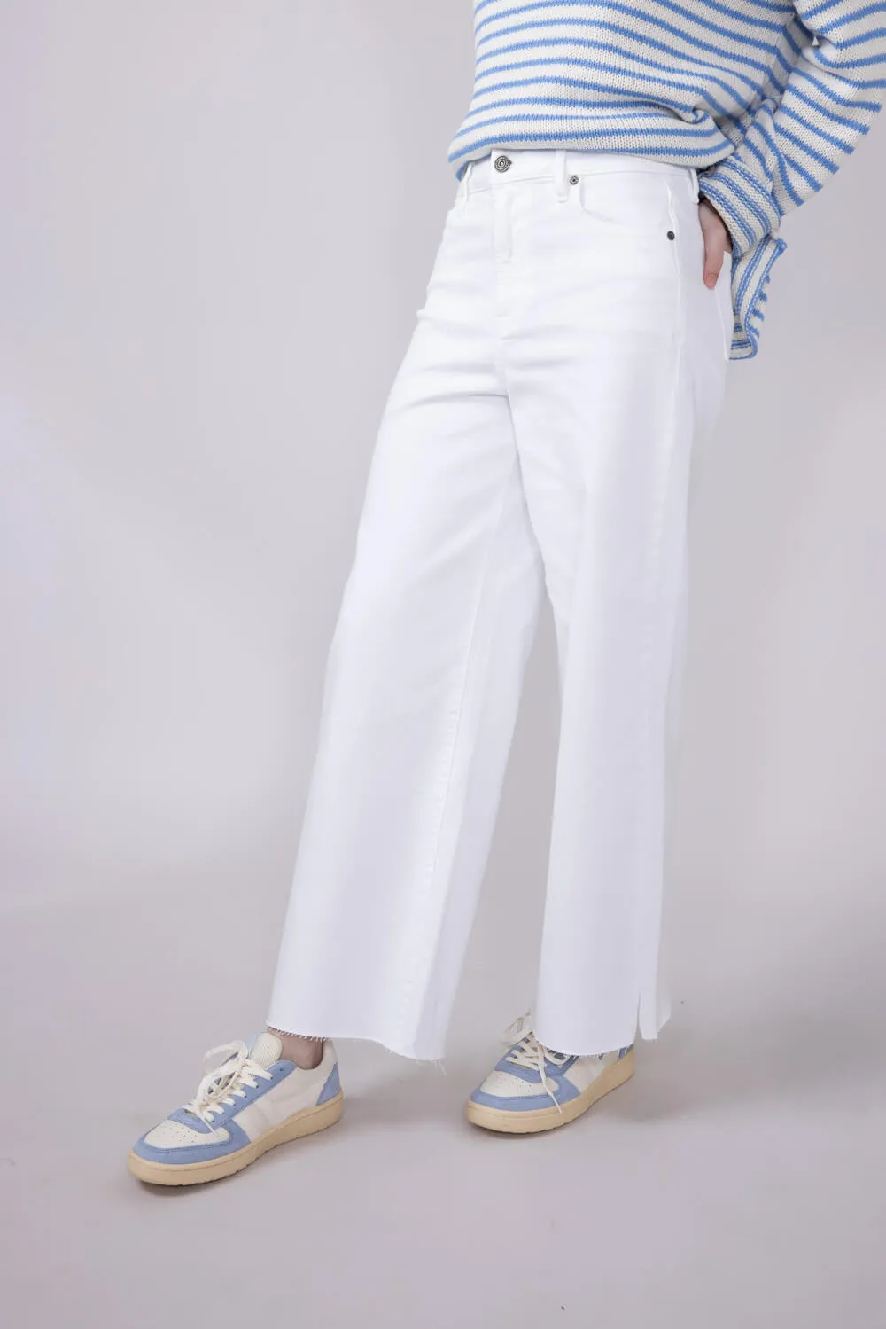 Hidden Nori High Rise Wide Leg Cropped Jeans for Women in White | HD9256C-WHT