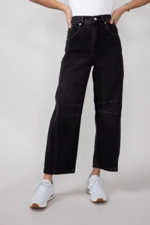 High-Rise Slouchy Barrel Jeans for Women in Black | MAP2740-BLACK