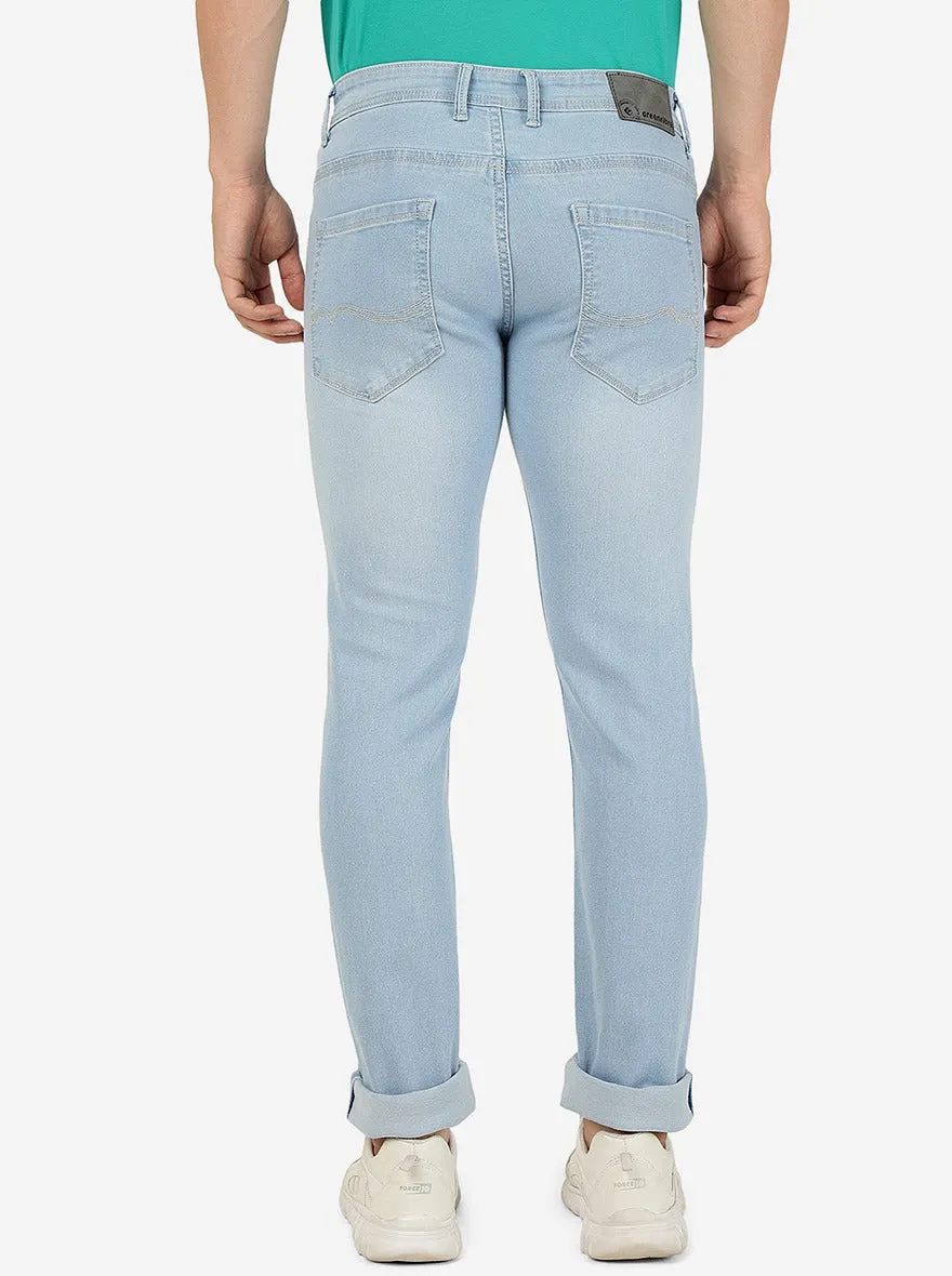 Ice Blue Washed Narrow Fit Jeans | Greenfibre