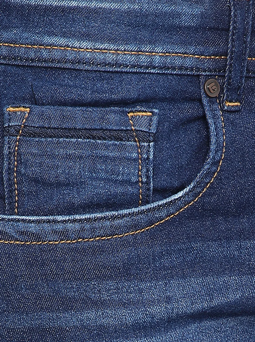 Indigo Blue Solid Slim Fit Jeans | Greenfibre