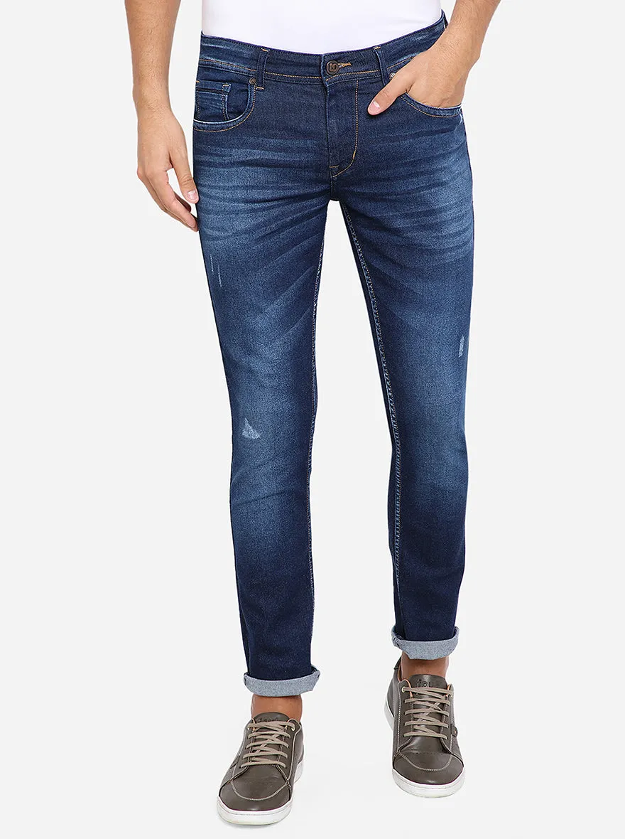 Indigo Blue Solid Slim Fit Jeans | Greenfibre
