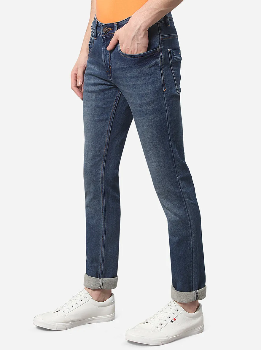 Indigo Blue Washed Narrow Fit Jeans | Greenfibre