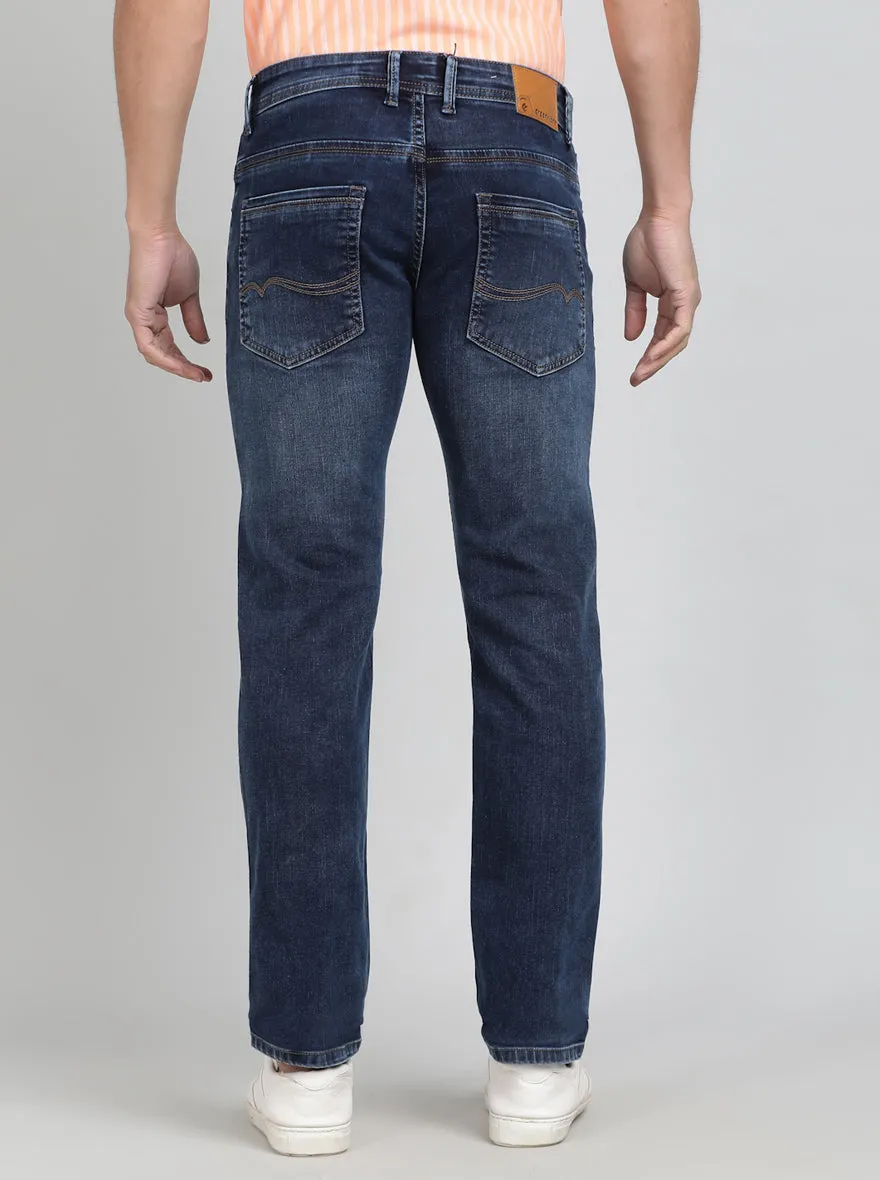 Ink Blue Washed Slim Fit Jeans | Greenfibre