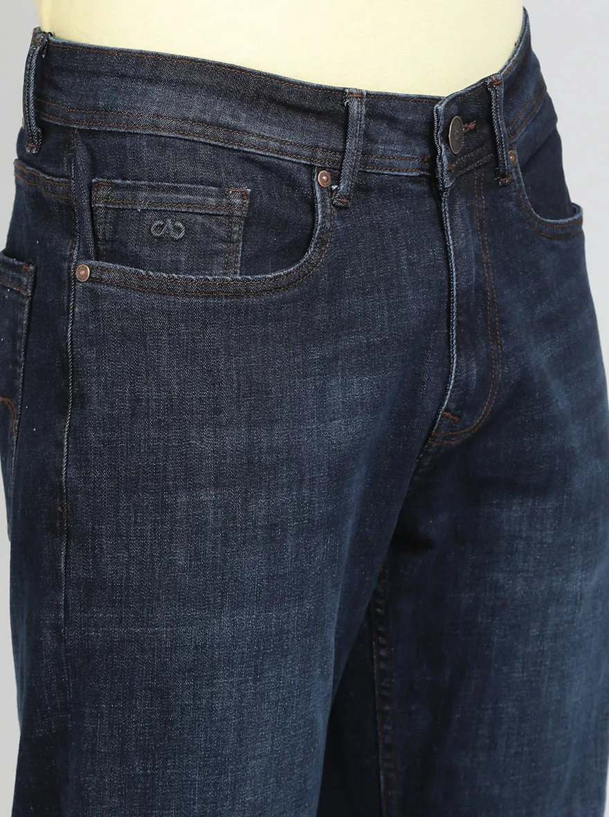 Ink Blue Washed Straight Fit Jeans | JadeBlue