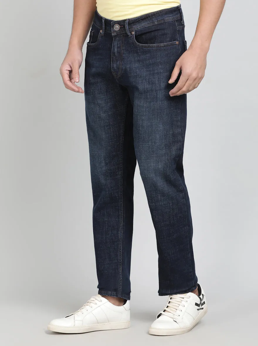 Ink Blue Washed Straight Fit Jeans | JadeBlue