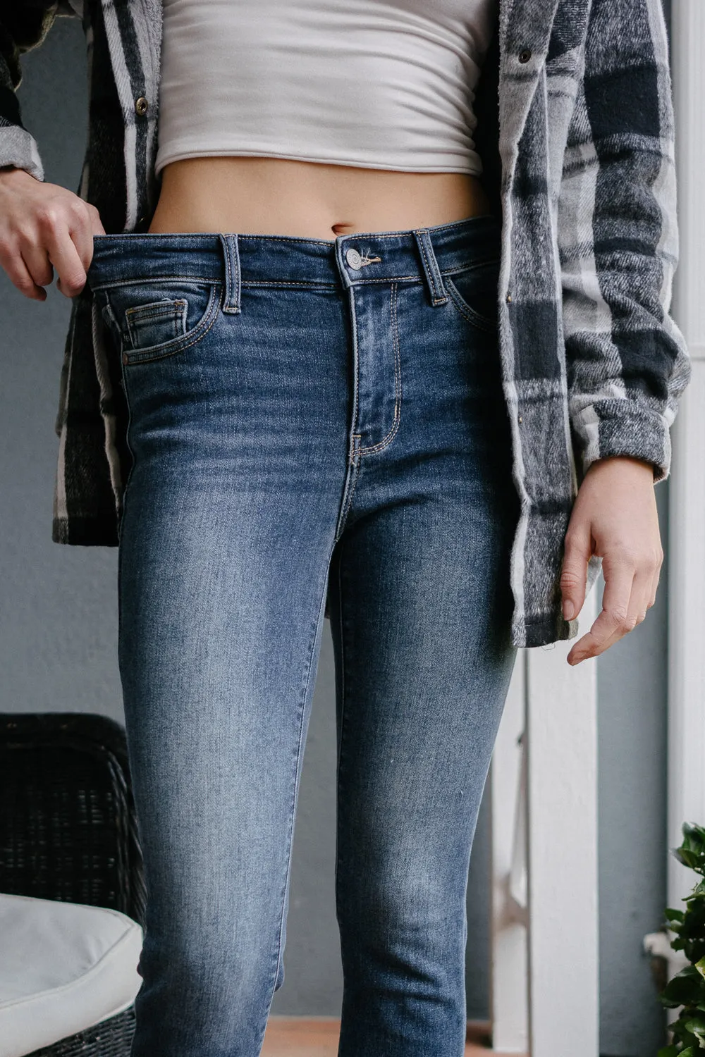 Jennifer Mid Rise Thermal Skinny Jeans