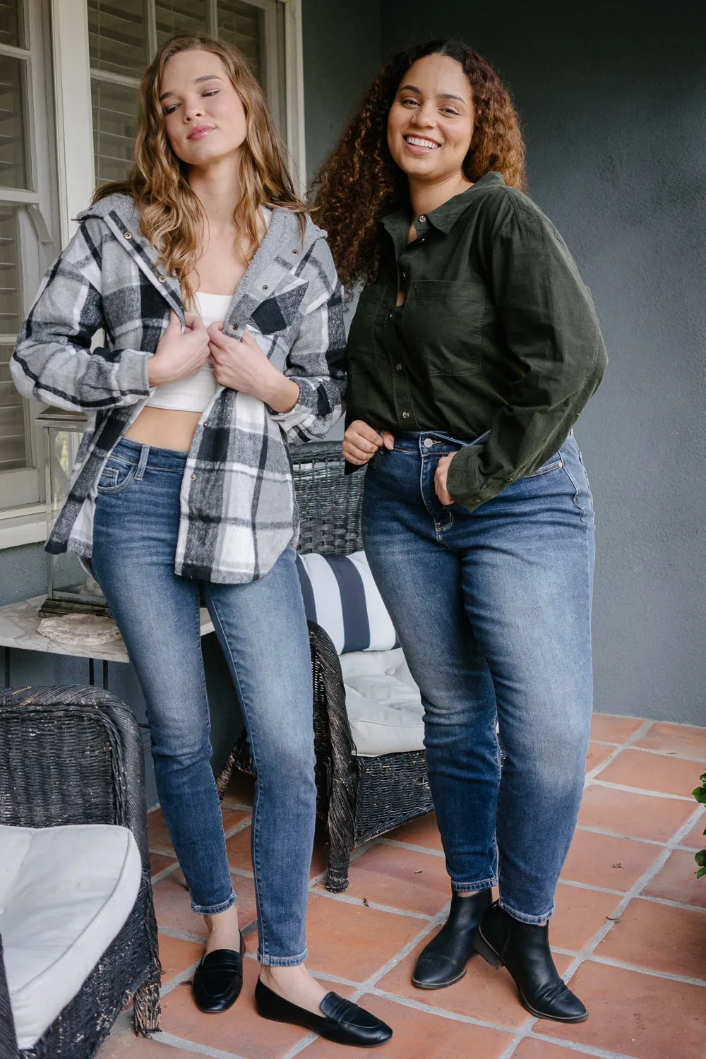 Jennifer Mid Rise Thermal Skinny Jeans