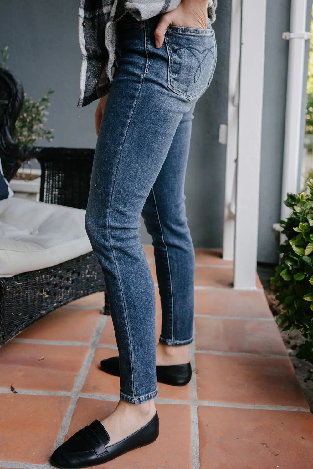 Jennifer Mid Rise Thermal Skinny Jeans