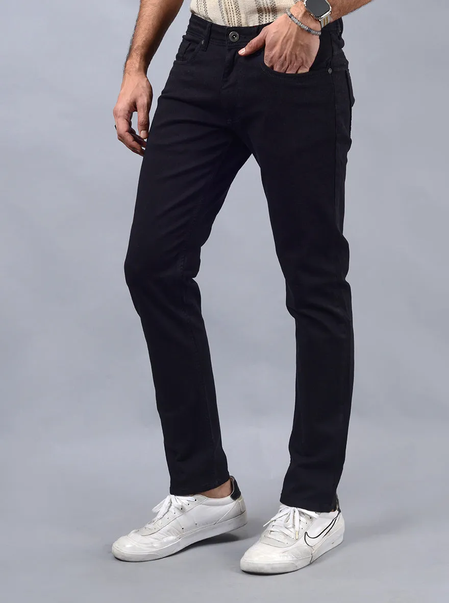 Jet Black Washed Slim Fit Jeans | JadeBlue
