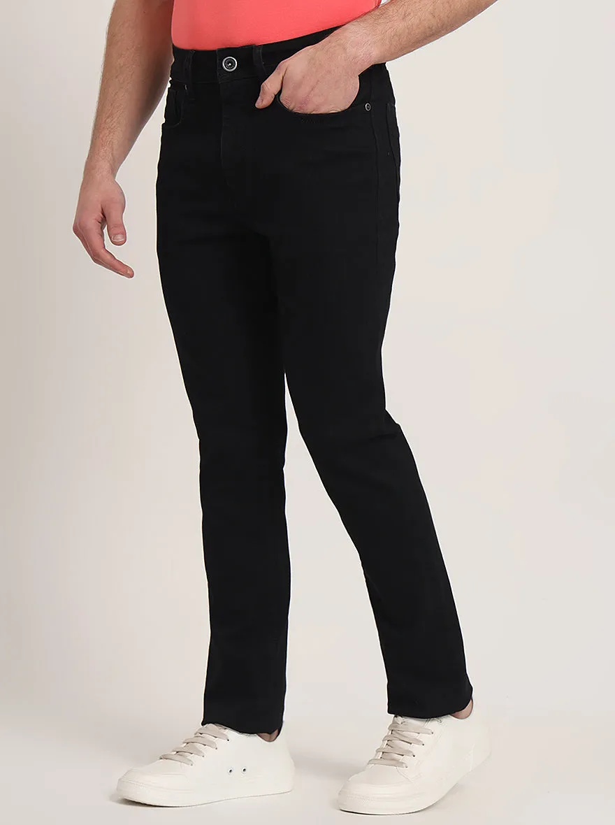 Jet Black Washed Straight Fit Jeans | JadeBlue