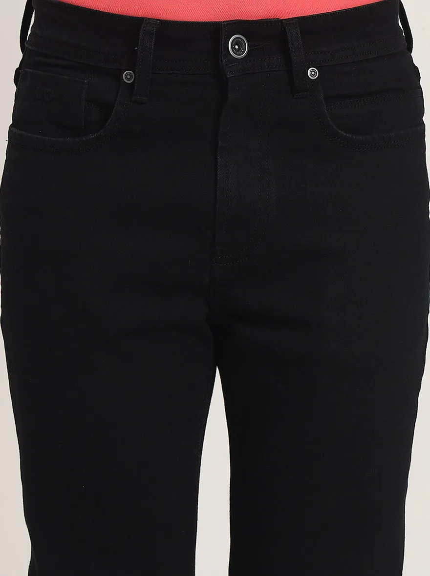Jet Black Washed Straight Fit Jeans | JadeBlue
