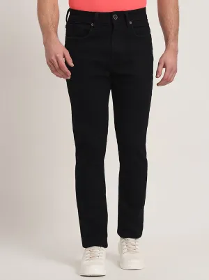 Jet Black Washed Straight Fit Jeans | JadeBlue