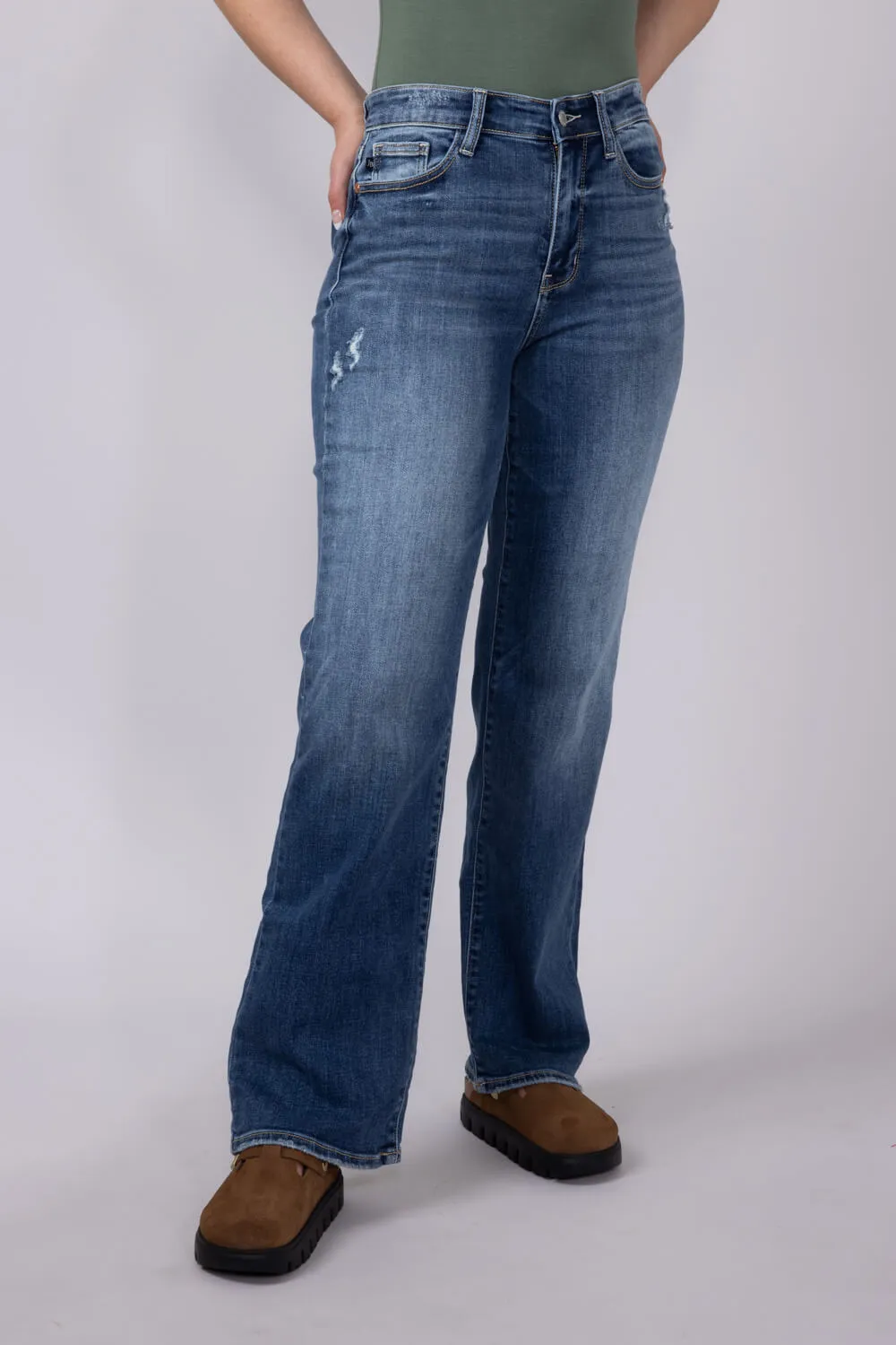 Judy Blue High-Rise Release Hem 90’s Straight Jeans for Women | 82392REG