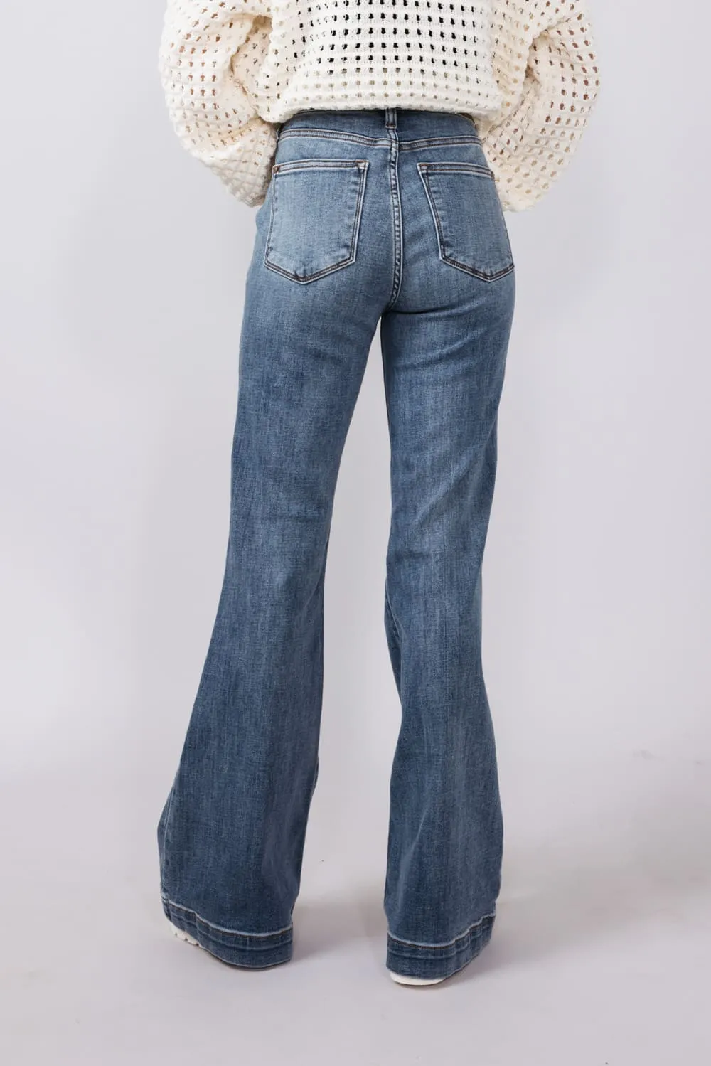 Judy Blue High Rise Trouser Flare Jeans for Women | 82651REG