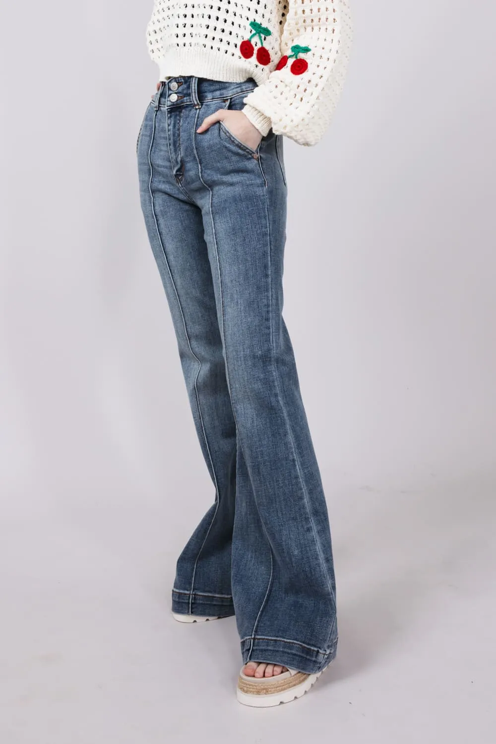 Judy Blue High Rise Trouser Flare Jeans for Women | 82651REG