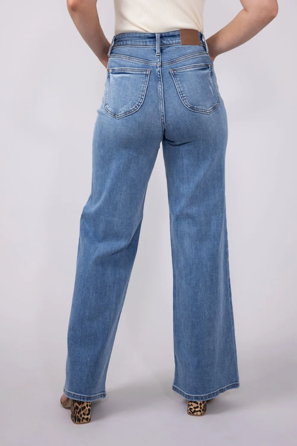 Judy Blue High Rise Vintage Retro Wide Leg Jeans for Women | 82625REG