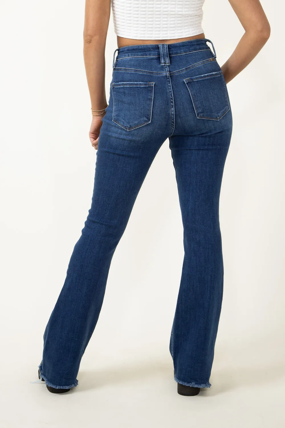 KanCan Brenda High Rise Distress Hem Bootcut Jeans for Women | KC11259D