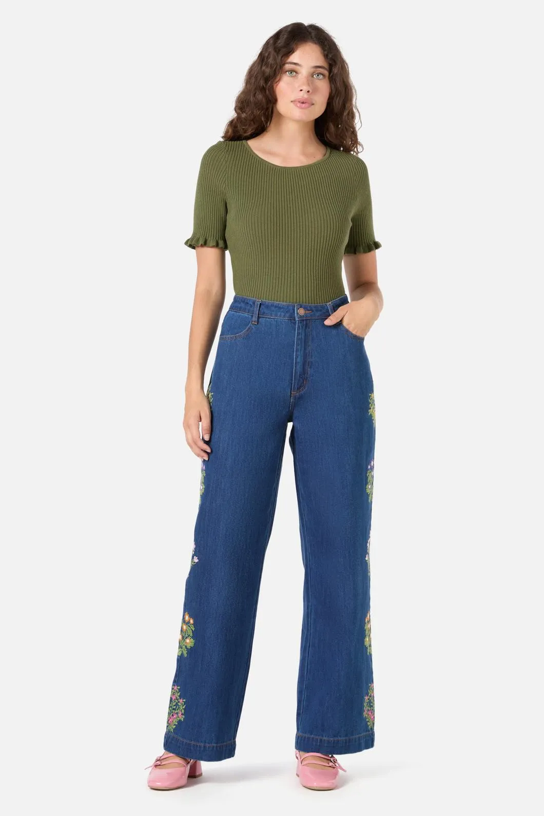 Lattice Embroidered Jean