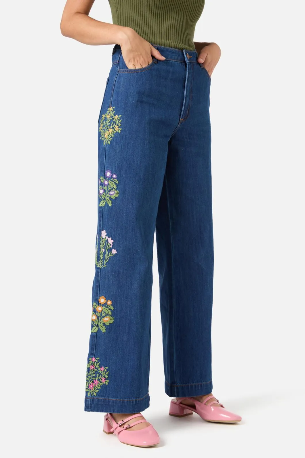 Lattice Embroidered Jean