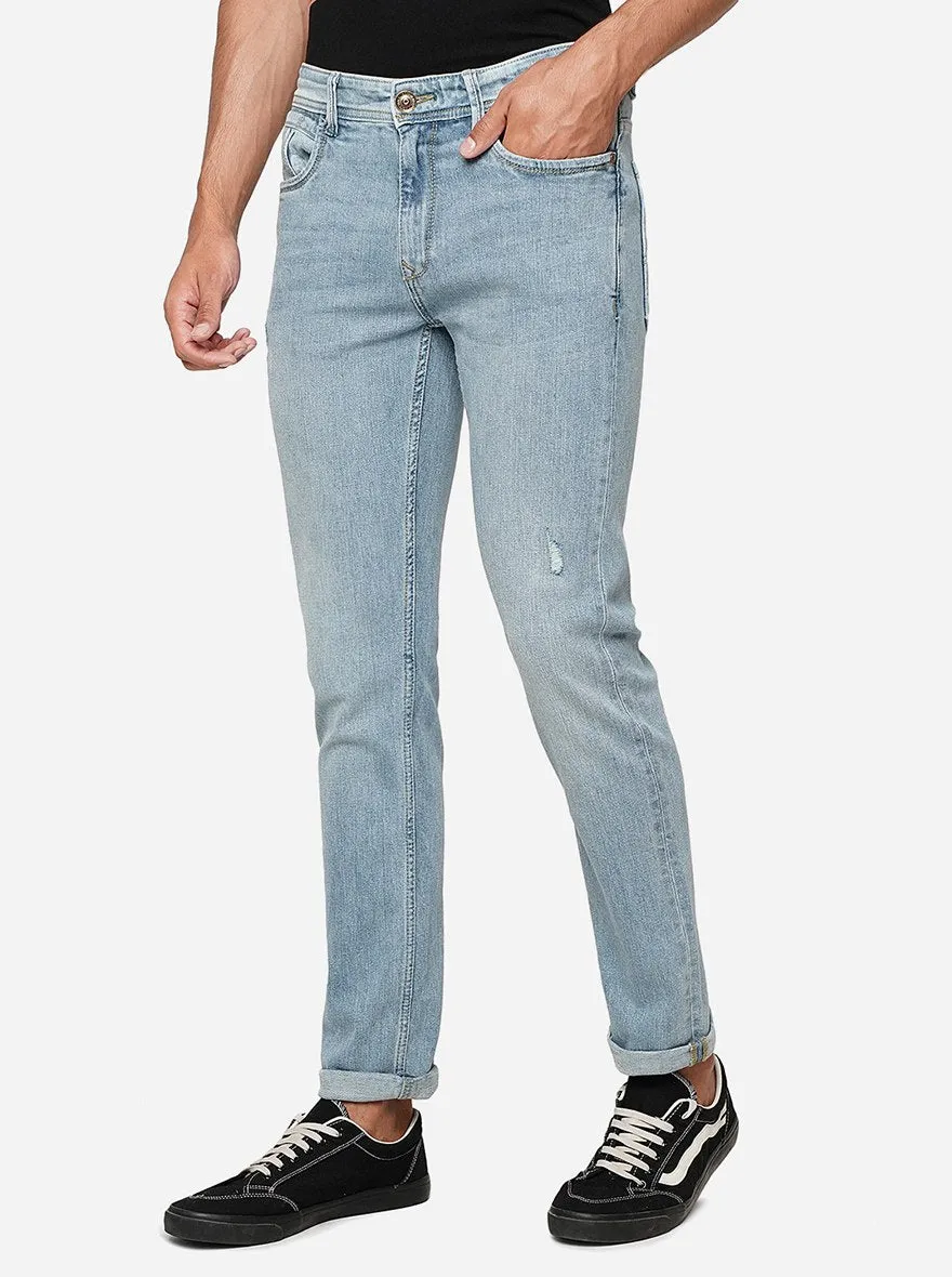 Light Blue Solid Slim Fit Jeans | JadeBlue