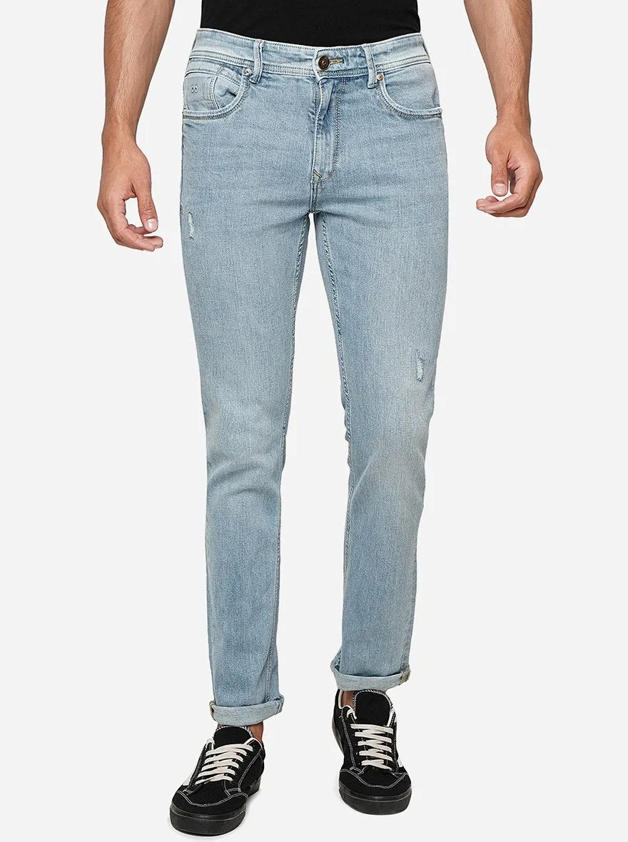 Light Blue Solid Slim Fit Jeans | JadeBlue