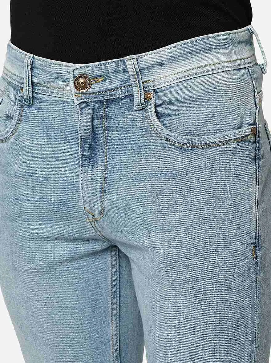Light Blue Solid Slim Fit Jeans | JadeBlue