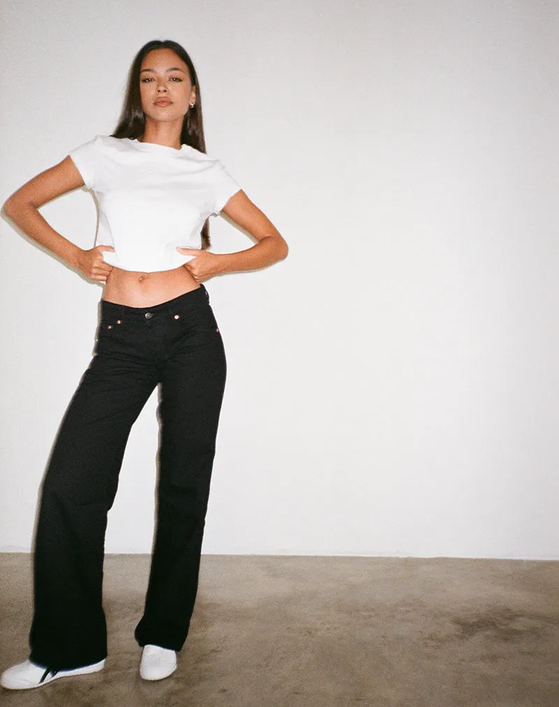 Low Rise Parallel Jeans in Rinse Black