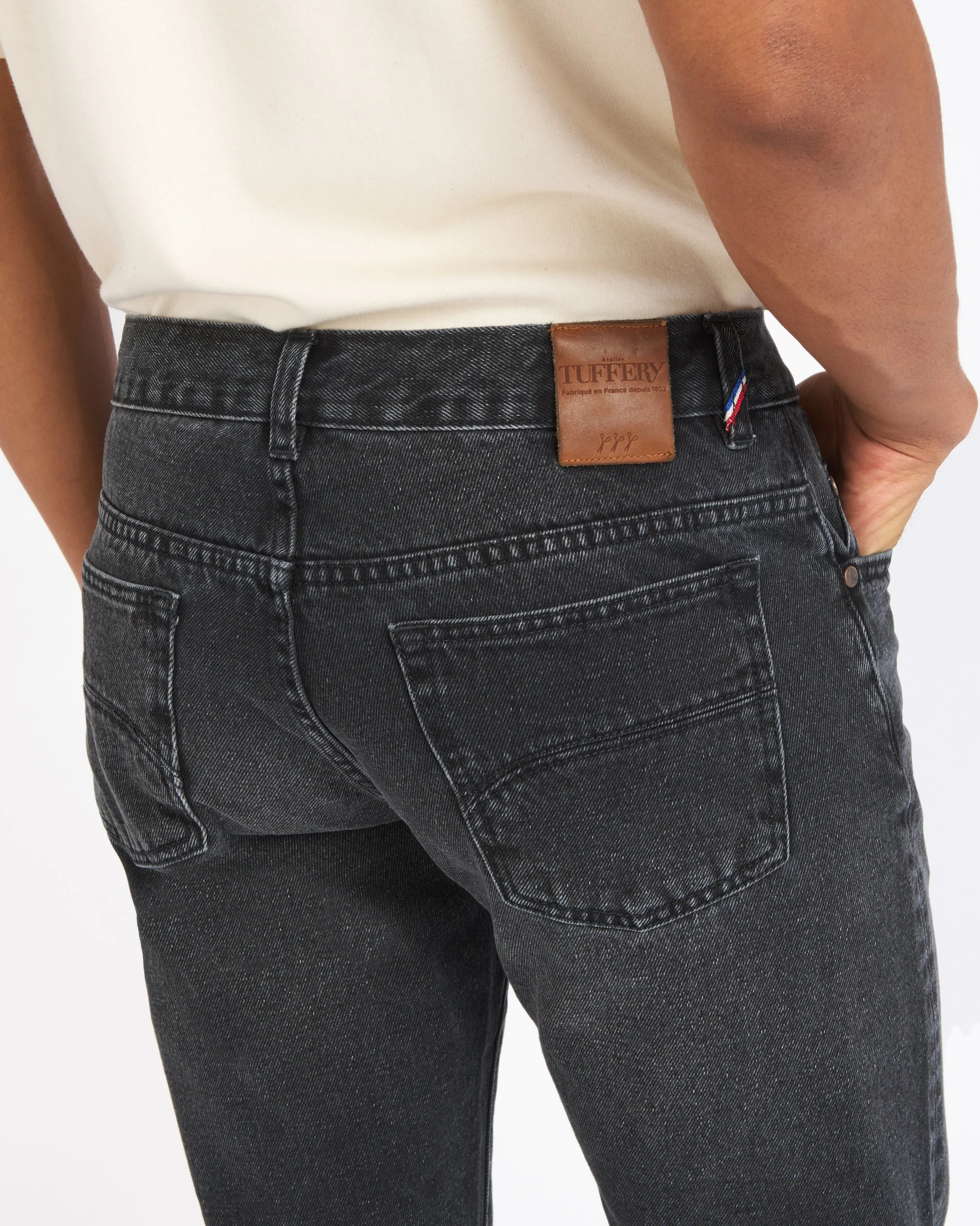 Men's slim fit black washed jeans - Alphonse
