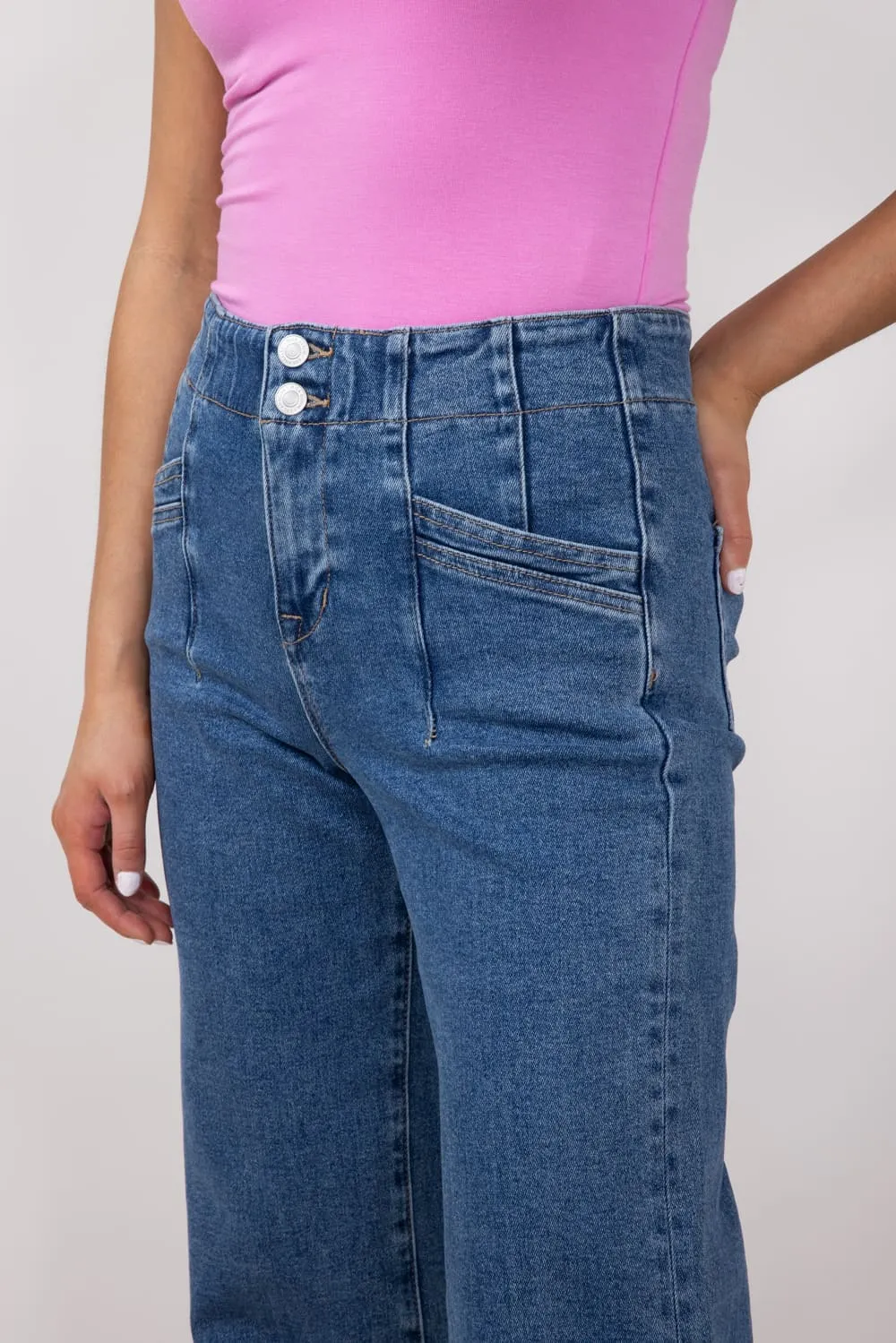 Mica High Rise Wide Leg Jeans for Women in Medium Wash | MDP-W506M