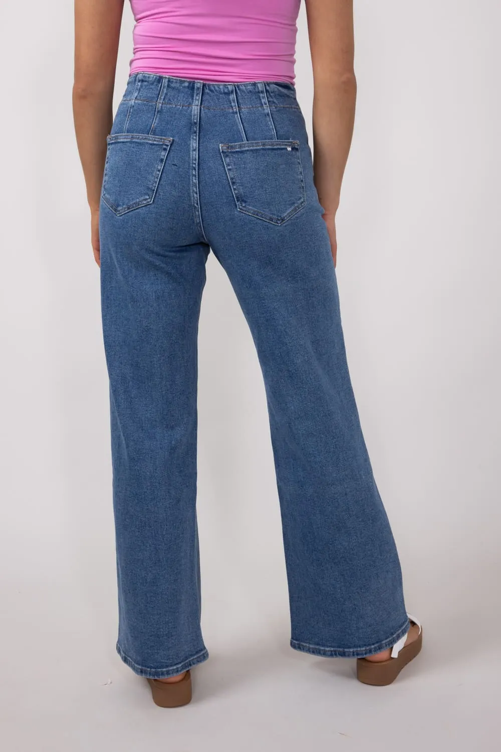 Mica High Rise Wide Leg Jeans for Women in Medium Wash | MDP-W506M