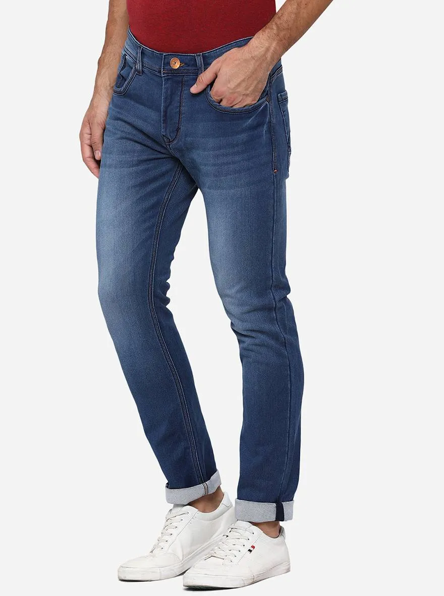 Mid Blue Washed Slim Fit Jeans | JadeBlue